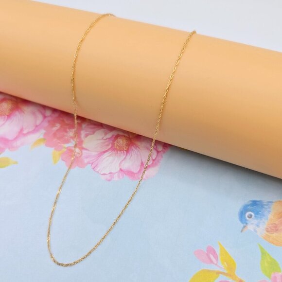 Dainty Rose Gold Twisted Rope Chain Necklace, 24 Inch, Gold Plated, XPNL0108 - Picture 2 of 12